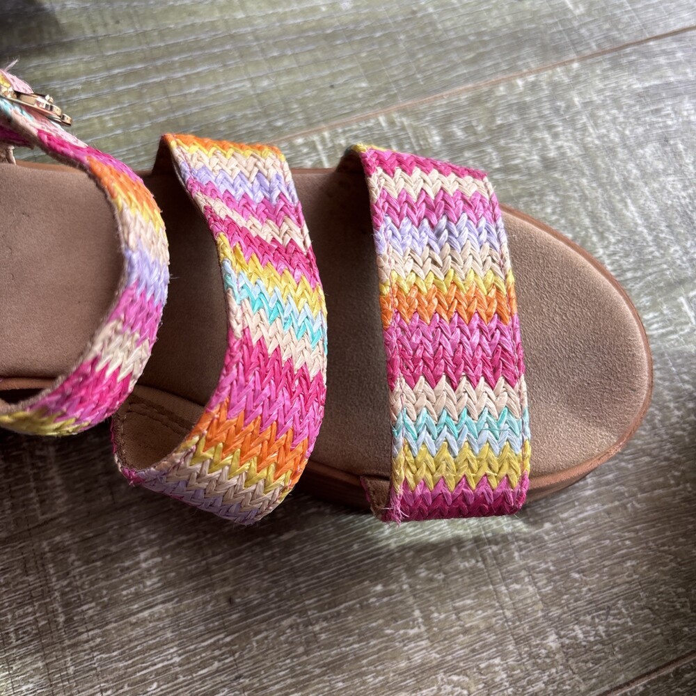 Blowfish Malibu Platform Sandals Sz 5M Rainbow Snap & Buckle Closure Open Toe - Picture 14 of 15